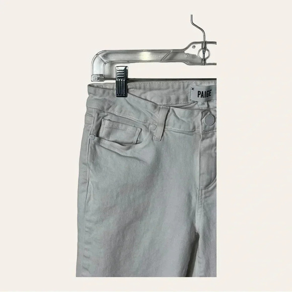 PAIGE VERDUGO CROP WHITE DENIM JEANS RAW HEM SIZE 29 - Picture 5 of 15